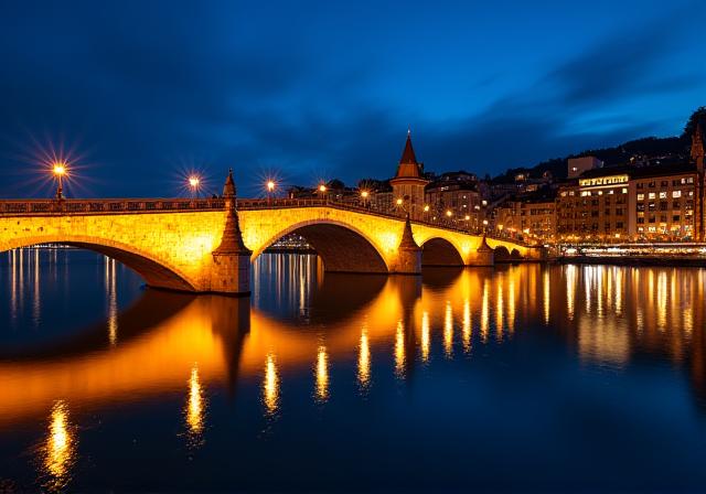 Die Kapellbrücke in Luzern bei Nacht