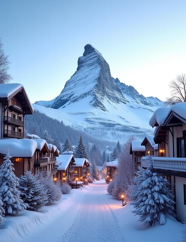 Zermatt im Winter mit Blick auf das Matterhorn