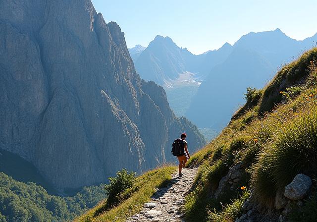 Wanderer auf einem Bergpfad in der Nähe von Grindelwald
